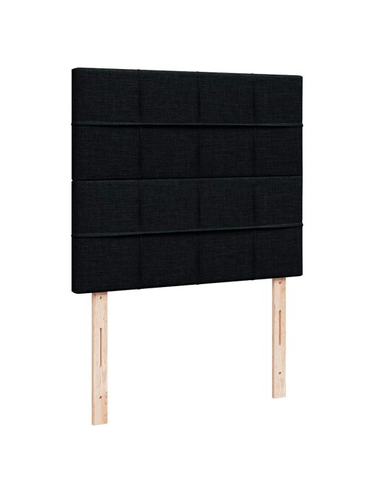 OTTOMANI VOODI MADRATSI JA LED, MUST, 120X190 CM, KANGAS