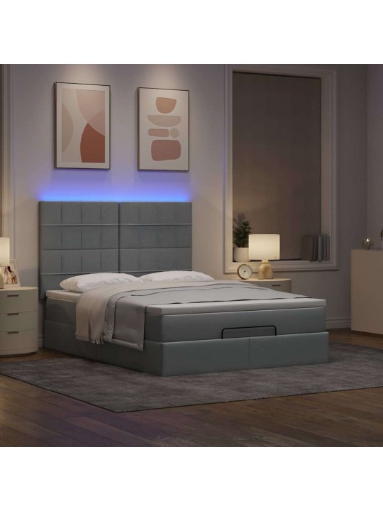 OTTOMANI VOODI MADRATSITA JA LED, HELEHALL, 140X190CM, KANGAS