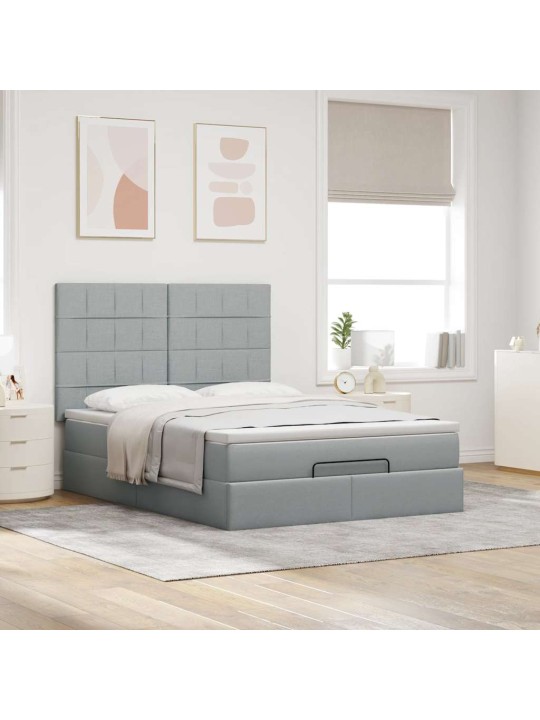 OTTOMANI VOODI MADRATSITA JA LED, HELEHALL, 140X190CM, KANGAS