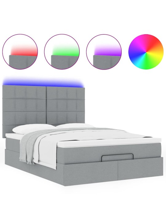 OTTOMANI VOODI MADRATSITA JA LED, HELEHALL, 140X190CM, KANGAS