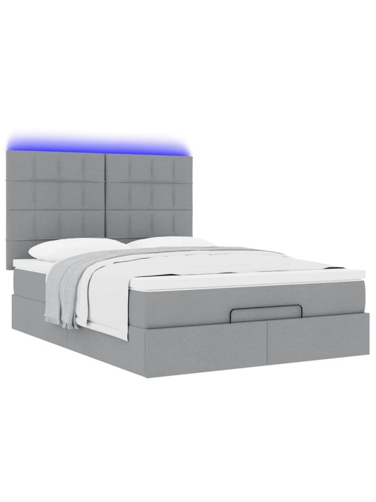 OTTOMANI VOODI MADRATSITA JA LED, HELEHALL, 140X190CM, KANGAS