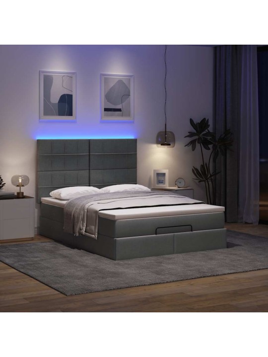 OTTOMANI VOODI MADRATSITA JA LED, TUMEHALL, 140X190CM, KANGAS