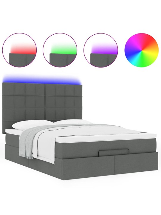 OTTOMANI VOODI MADRATSITA JA LED, TUMEHALL, 140X190CM, KANGAS