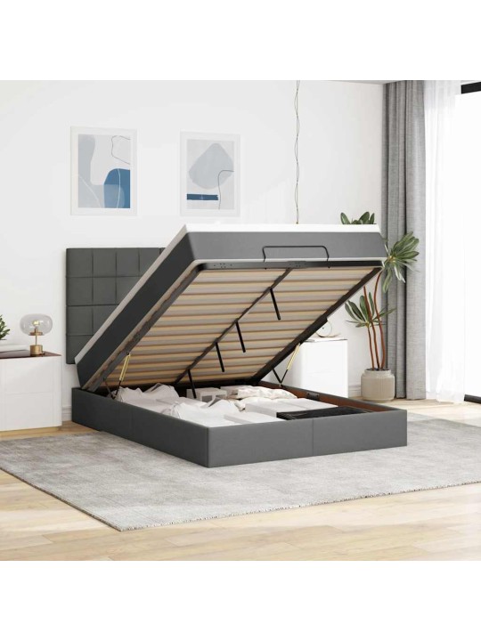 OTTOMANI VOODI MADRATSITA JA LED, TUMEHALL, 140X190CM, KANGAS