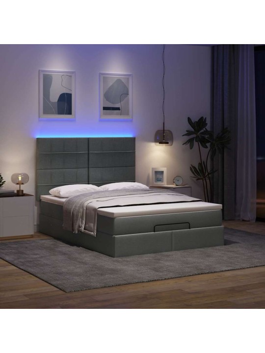OTTOMANI VOODI MADRATSITA JA LED, TUMEHALL, 140X200 CM, KANGAS