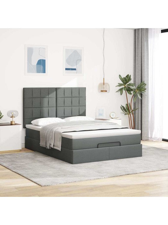OTTOMANI VOODI MADRATSITA JA LED, TUMEHALL, 140X200 CM, KANGAS