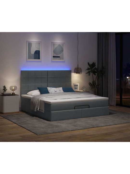OTTOMANI VOODI MADRATSI JA LED, TUMEHALL, 180X200CM, KANGAS