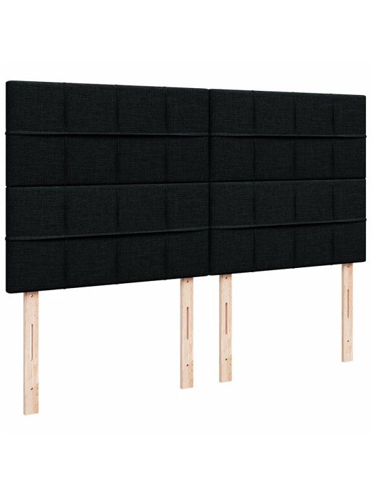 OTTOMANI VOODI MADRATSI JA LED, MUST, 180X200CM, KANGAS