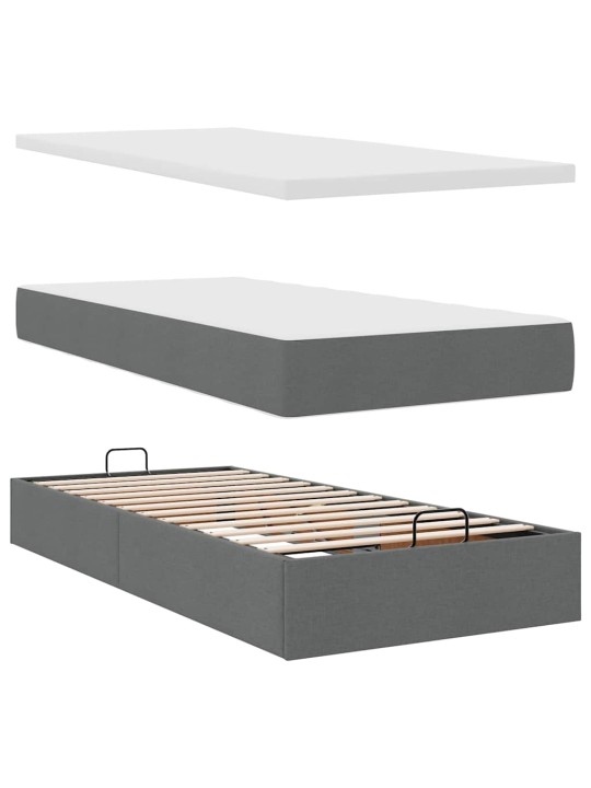 OTTOMANI VOODI MADRATSITA JA LED, TUMEHALL, 90X200 CM, KANGAS