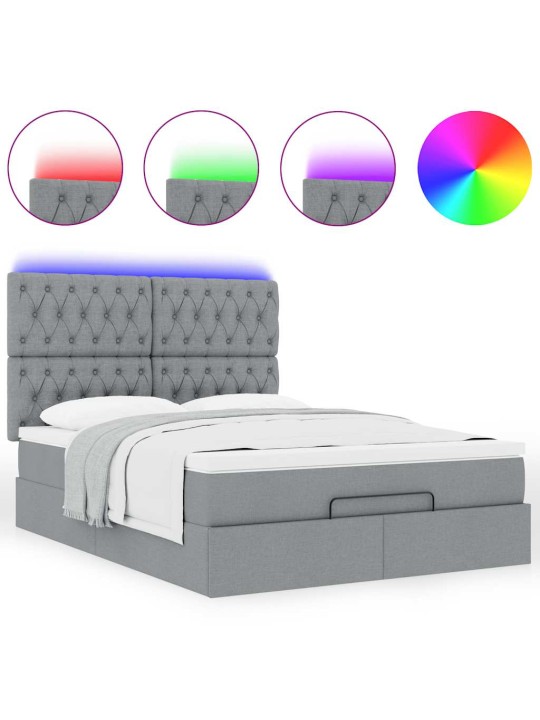 OTTOMANI VOODI MADRATSITA JA LED, HELEHALL, 140X190CM, KANGAS