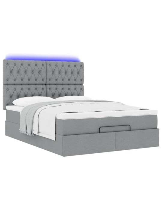 OTTOMANI VOODI MADRATSITA JA LED, HELEHALL, 140X190CM, KANGAS