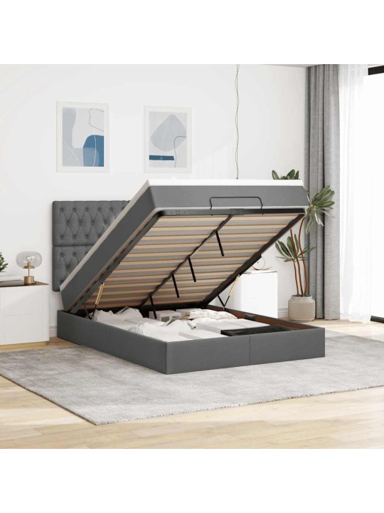 OTTOMANI VOODI MADRATSITA JA LED, TUMEHALL, 140X190CM, KANGAS