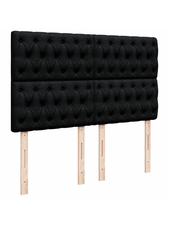 OTTOMANI VOODI MADRATSITA JA LED, MUST, 140X190 CM, KANGAS