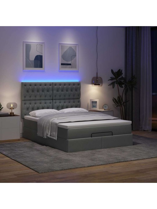 OTTOMANI VOODI MADRATSITA JA LED, TUMEHALL, 140X200 CM, KANGAS