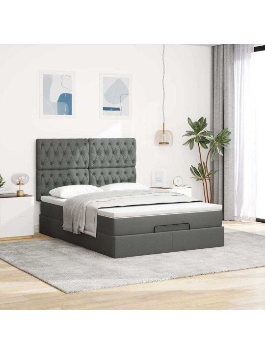 OTTOMANI VOODI MADRATSITA JA LED, TUMEHALL, 140X200 CM, KANGAS