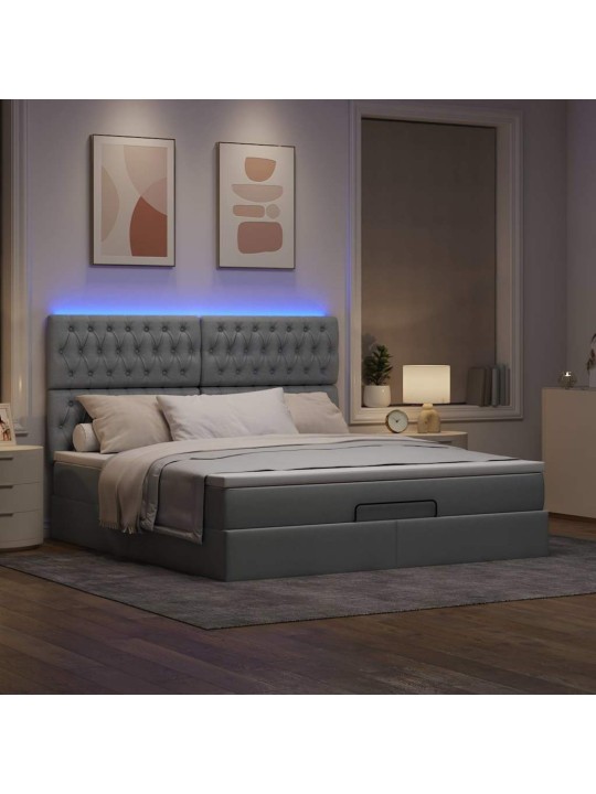 OTTOMANI VOODI MADRATSI JA LED, HELEHALL, 180X200CM, KANGAS