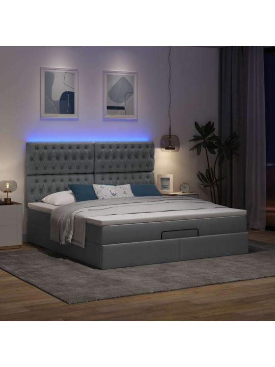 OTTOMANI VOODI MADRATSI JA LED, TUMEHALL, 180X200CM, KANGAS