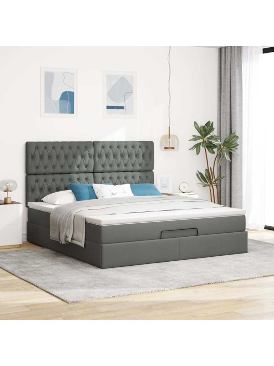 OTTOMANI VOODI MADRATSI JA LED, TUMEHALL, 180X200CM, KANGAS