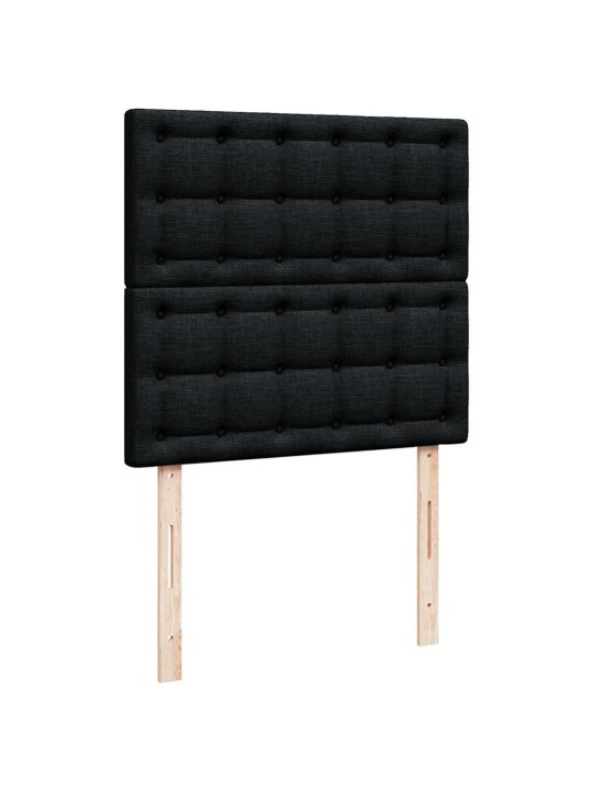 OTTOMANI VOODI MADRATSI JA LED, MUST, 80X200CM, KANGAS