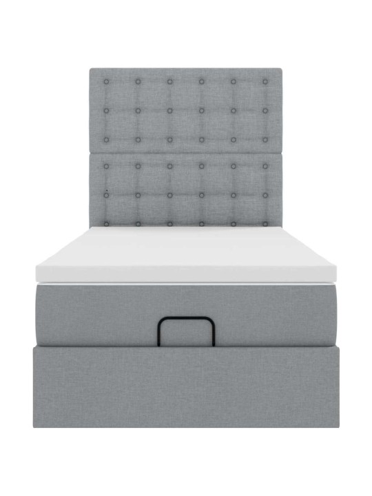 OTTOMANI VOODI MADRATSITA JA LED, HELEHALL, 90X200 CM, KANGAS