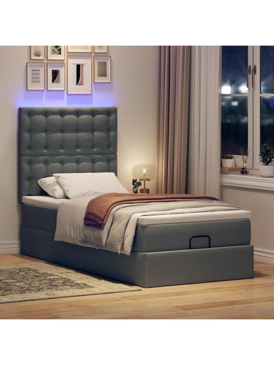 OTTOMANI VOODI MADRATSITA JA LED, TUMEHALL, 90X200 CM, KANGAS