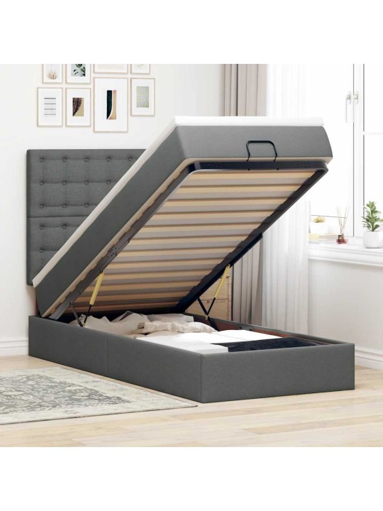 OTTOMANI VOODI MADRATSITA JA LED, TUMEHALL, 90X200 CM, KANGAS