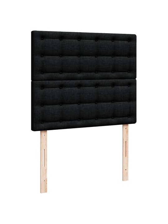 OTTOMANI VOODI MADRATSI JA LED, MUST, 120X190 CM, KANGAS
