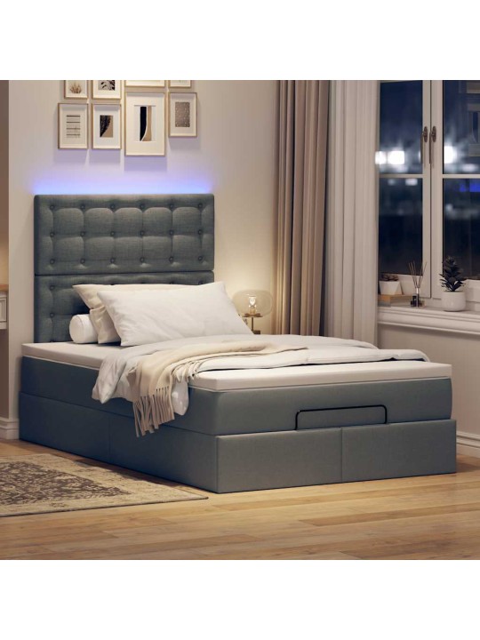 OTTOMANI VOODI MADRATSITA JA LED, TUMEHALL, 120X200 CM, KANGAS