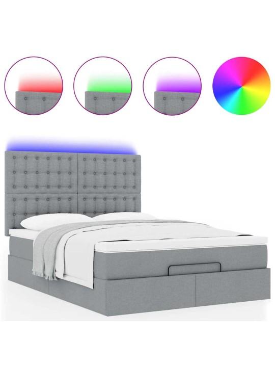 OTTOMANI VOODI MADRATSITA JA LED, HELEHALL, 140X190CM, KANGAS