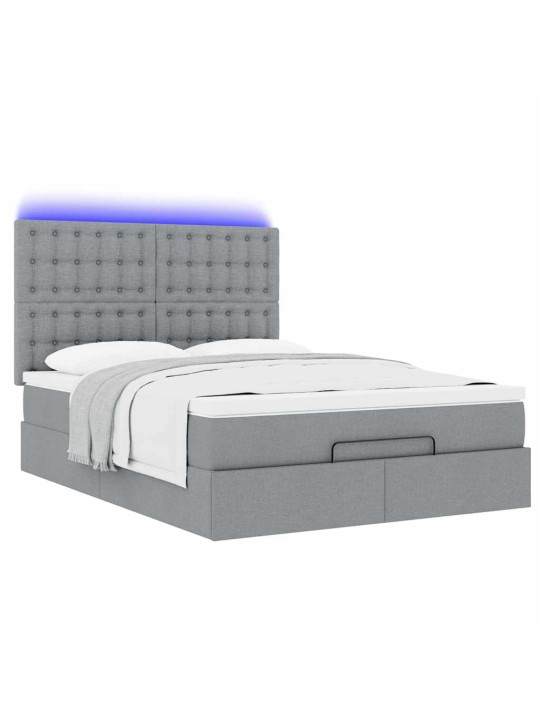 OTTOMANI VOODI MADRATSITA JA LED, HELEHALL, 140X190CM, KANGAS