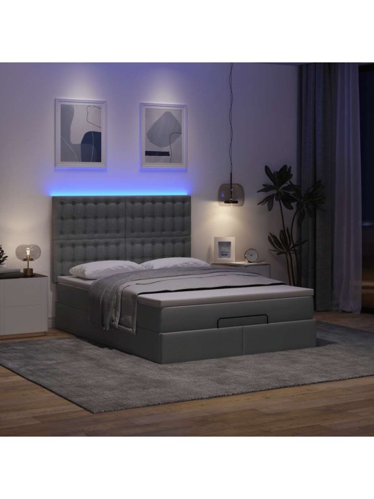 OTTOMANI VOODI MADRATSITA JA LED, TUMEHALL, 140X190CM, KANGAS