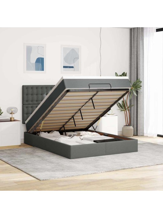 OTTOMANI VOODI MADRATSITA JA LED, TUMEHALL, 140X190CM, KANGAS