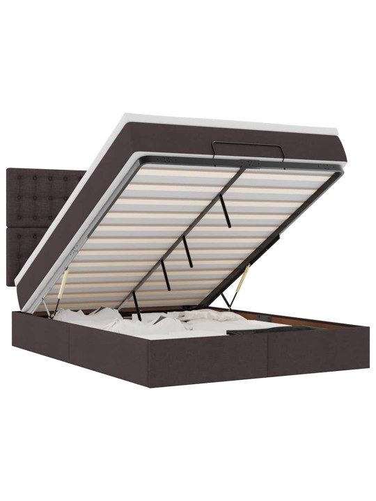 OTTOMANI VOODI MADRATSITA JA LED, TUMEPRUUN, 140X190CM, KANGAS