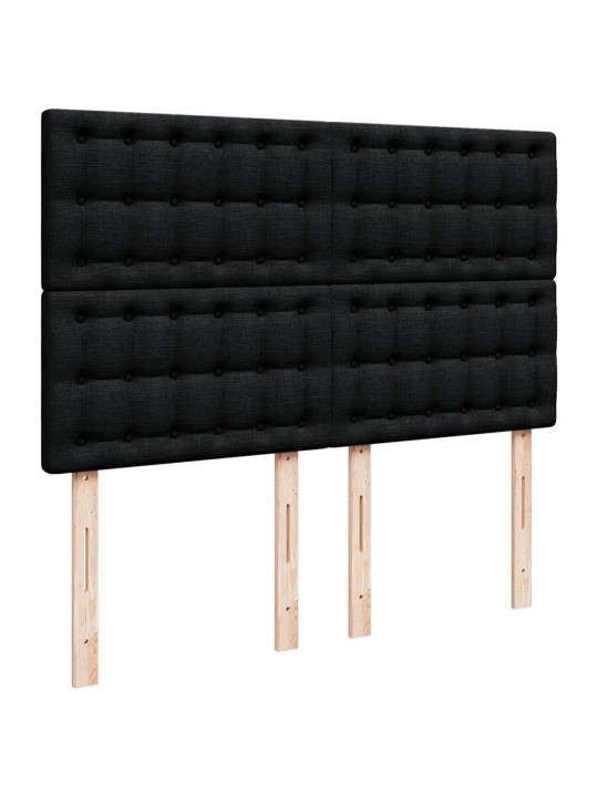 OTTOMANI VOODI MADRATSITA JA LED, MUST, 140X200 CM, KANGAS