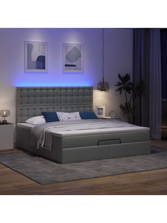 OTTOMANI VOODI MADRATSI JA LED, TUMEHALL, 180X200CM, KANGAS