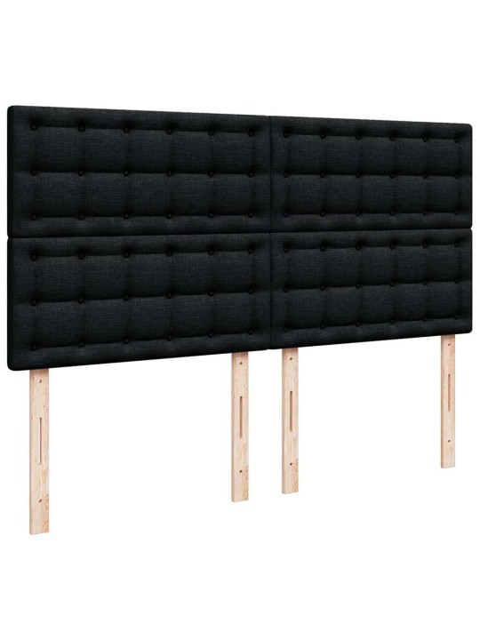 OTTOMANI VOODI MADRATSI JA LED, MUST, 180X200CM, KANGAS