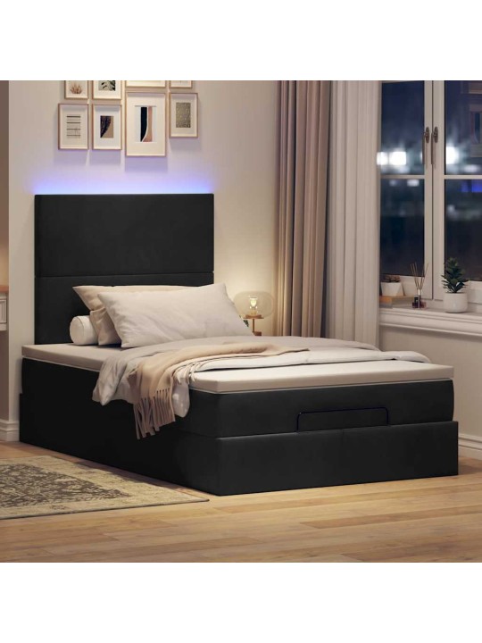 OTTOMANI VOODIRAAM MADRATSITEGA, MUST, 120X200 CM, SAMET
