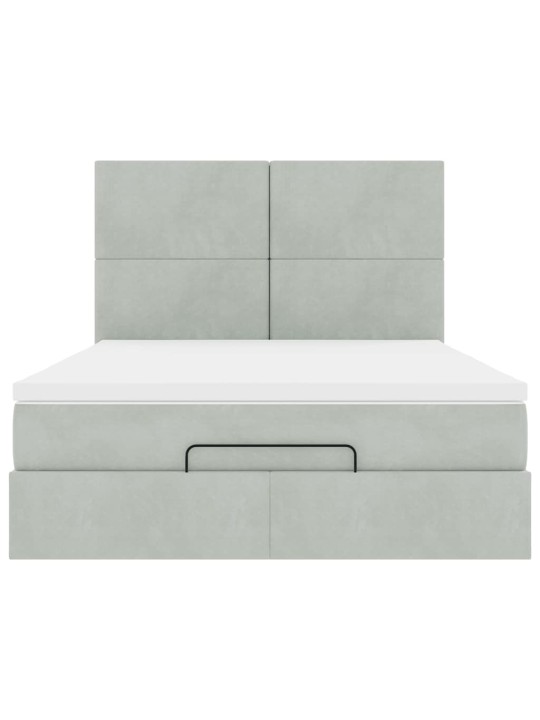 OTTOMANI VOODI MADRATSITEGA JA LED, HELEHALL, 140X190CM, SAMET