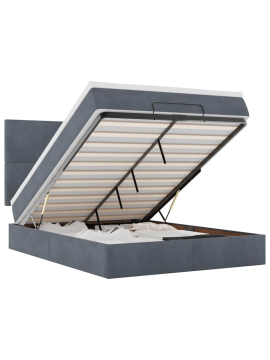 OTTOMANI VOODI MADRATSITEGA JA LED, TUMEHALL, 140X190CM, SAMET
