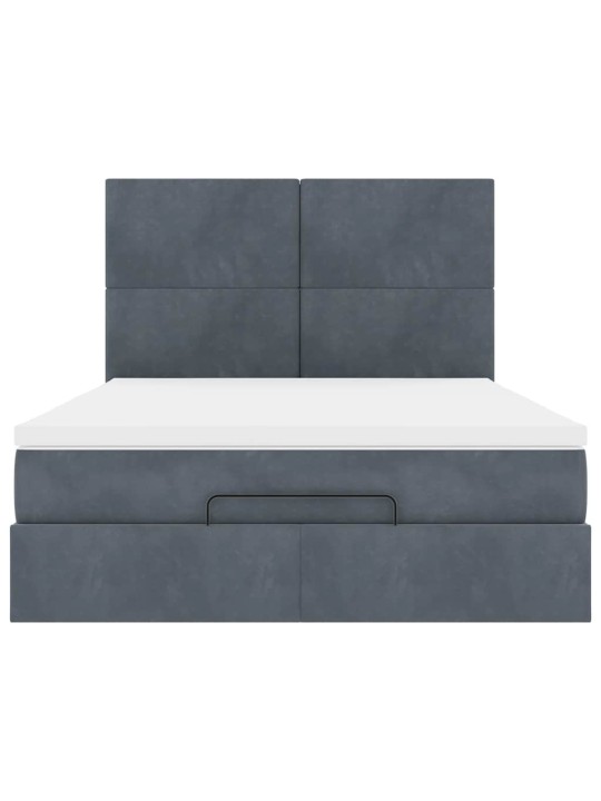 OTTOMANI VOODI MADRATSITEGA JA LED, TUMEHALL, 140X190CM, SAMET