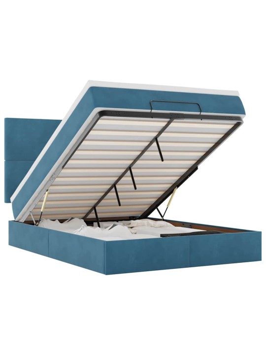 OTTOMANI VOODI MADRATSITEGA&LED, TUMESININE, 140X190CM, SAMET
