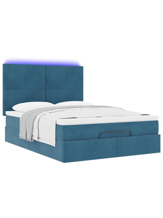 OTTOMANI VOODI MADRATSITEGA&LED, TUMESININE, 140X190CM, SAMET