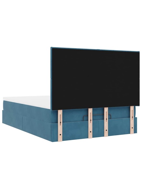 OTTOMANI VOODI MADRATSITEGA&LED, TUMESININE, 140X190CM, SAMET