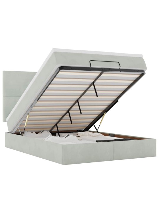OTTOMANI VOODI MADRATSITEGA JA LED, HELEHALL, 140X200 CM, SAMET