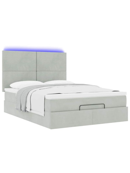 OTTOMANI VOODI MADRATSITEGA JA LED, HELEHALL, 140X200 CM, SAMET
