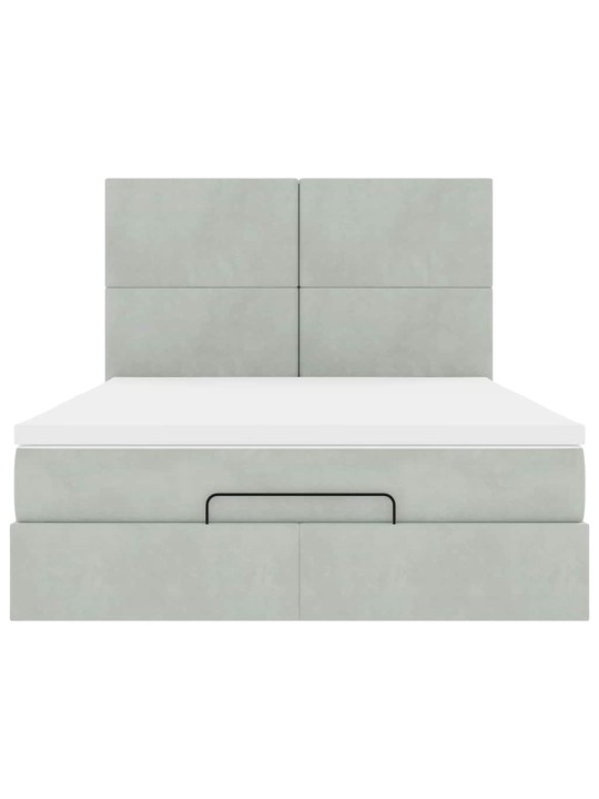 OTTOMANI VOODI MADRATSITEGA JA LED, HELEHALL, 140X200 CM, SAMET