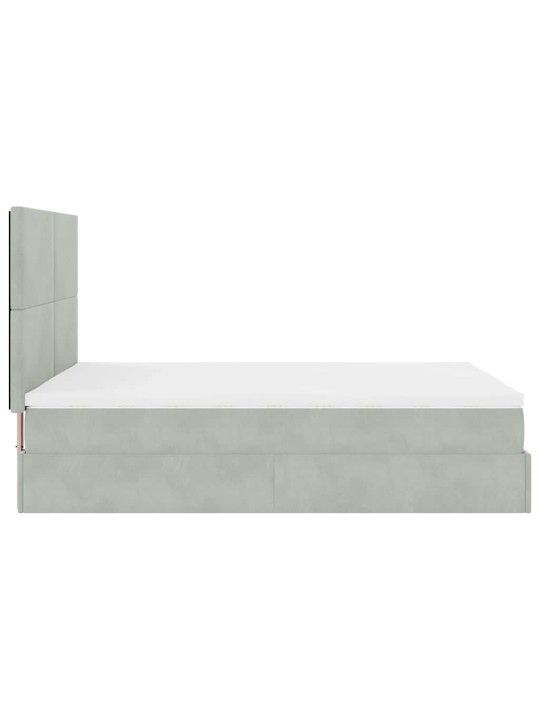 OTTOMANI VOODI MADRATSITEGA JA LED, HELEHALL, 140X200 CM, SAMET