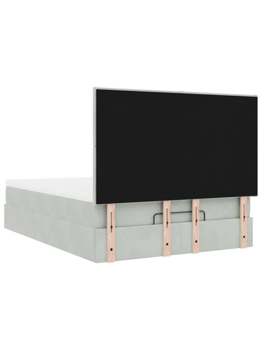 OTTOMANI VOODI MADRATSITEGA JA LED, HELEHALL, 140X200 CM, SAMET
