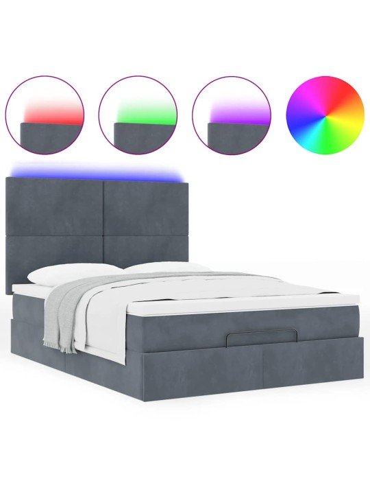 OTTOMANI VOODI MADRATSITEGA JA LED, TUMEHALL, 140X200CM, SAMET