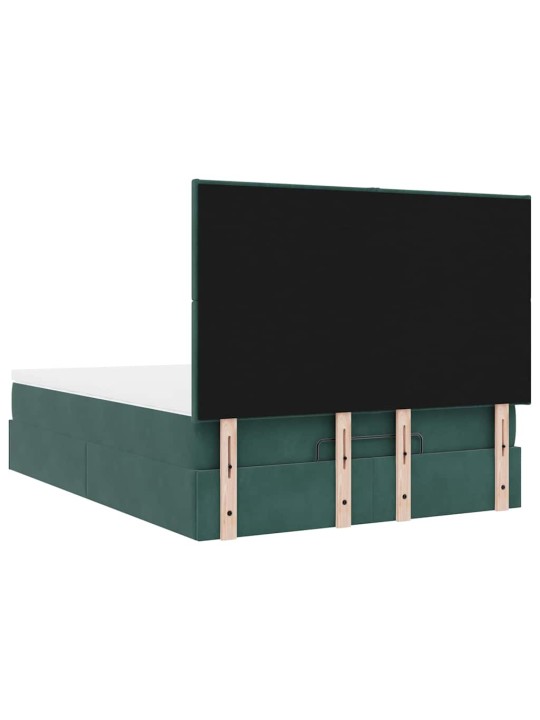 Ottomani voodi madratsitega&led, tumeroheline, 140x200cm, samet
